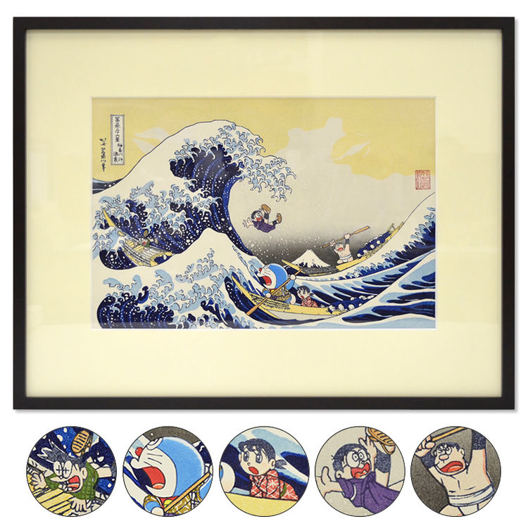 値下げ！ドラえもん 浮世絵 葛飾北斎 富嶽三十六景 尾州不二見原 木版画 ドラえもん浮世絵シリーズ新作 北斎の大胆な構図に驚愕！ 葛飾